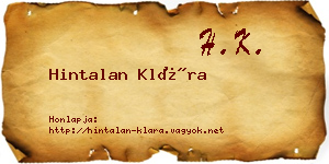 Hintalan Klára névjegykártya
